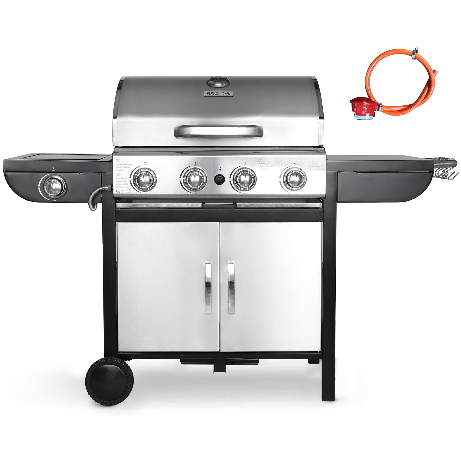 TLSUNNY 4+1 Burner Gas BBQ Grill with Side Burner, 48,000 BTU, Silver
