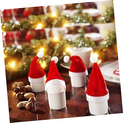 Miniatura 5 de BESTOYARD 60 piezas de bufanda de Navidad de gato, mini sombrero de Navidad, mini sombrero de Navidad, bolsas de cubiertos de vacaciones, mini