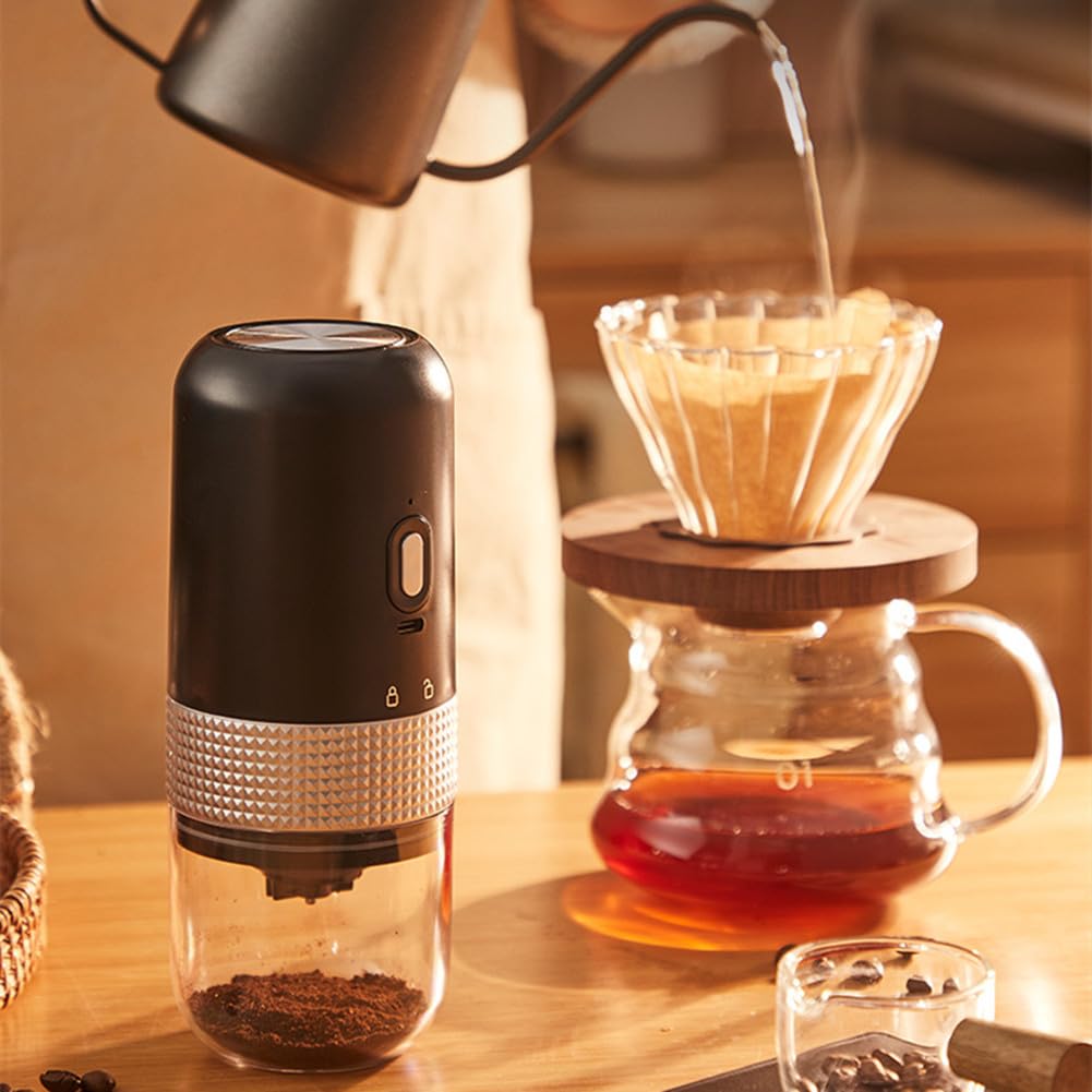 Macinacaffè elettrico, macinacaffè elettrico portatile, impostazioni di macinazione regolabili, macinino da caffè in ceramica, piccolo macinino da caffè ricaricabile per fagioli, noci, cereali, 25 g