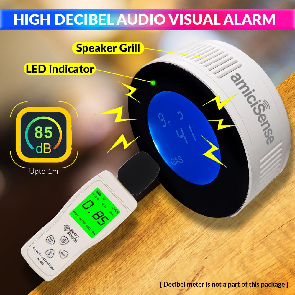 amiciSense WiFi Flammable Gas Leak Detector, SmartLife App Compatible LPG/Natural Gas Leak Alarm Sensor for Fire Security Protection 4