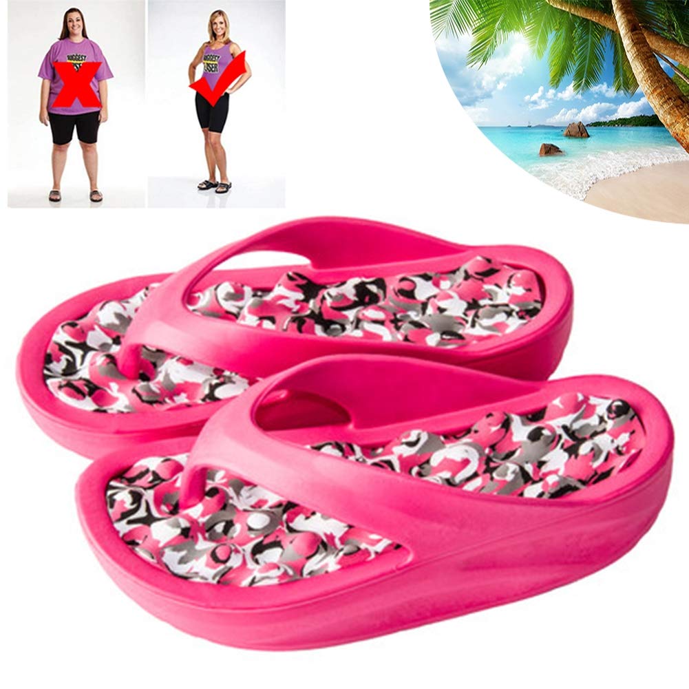 POEO Massage Anti-Skid Flip Flops, Women's Men's Portable Anti-Skid Traveling Bathroom Shower Sandals Beach Slippers (Red),L