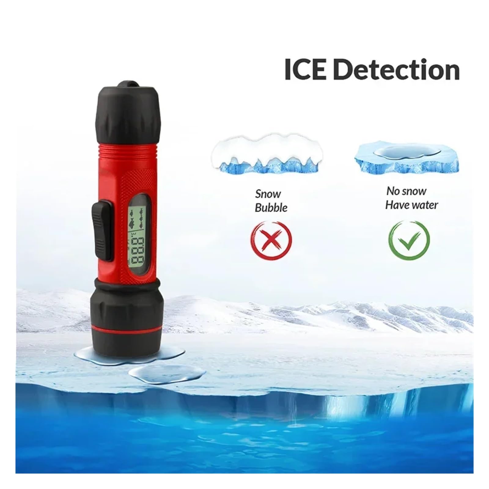 Ecoscandaglio, Ecoscandaglio portatile for pesca sul ghiaccio, impermeabile con display di profondità, invernale