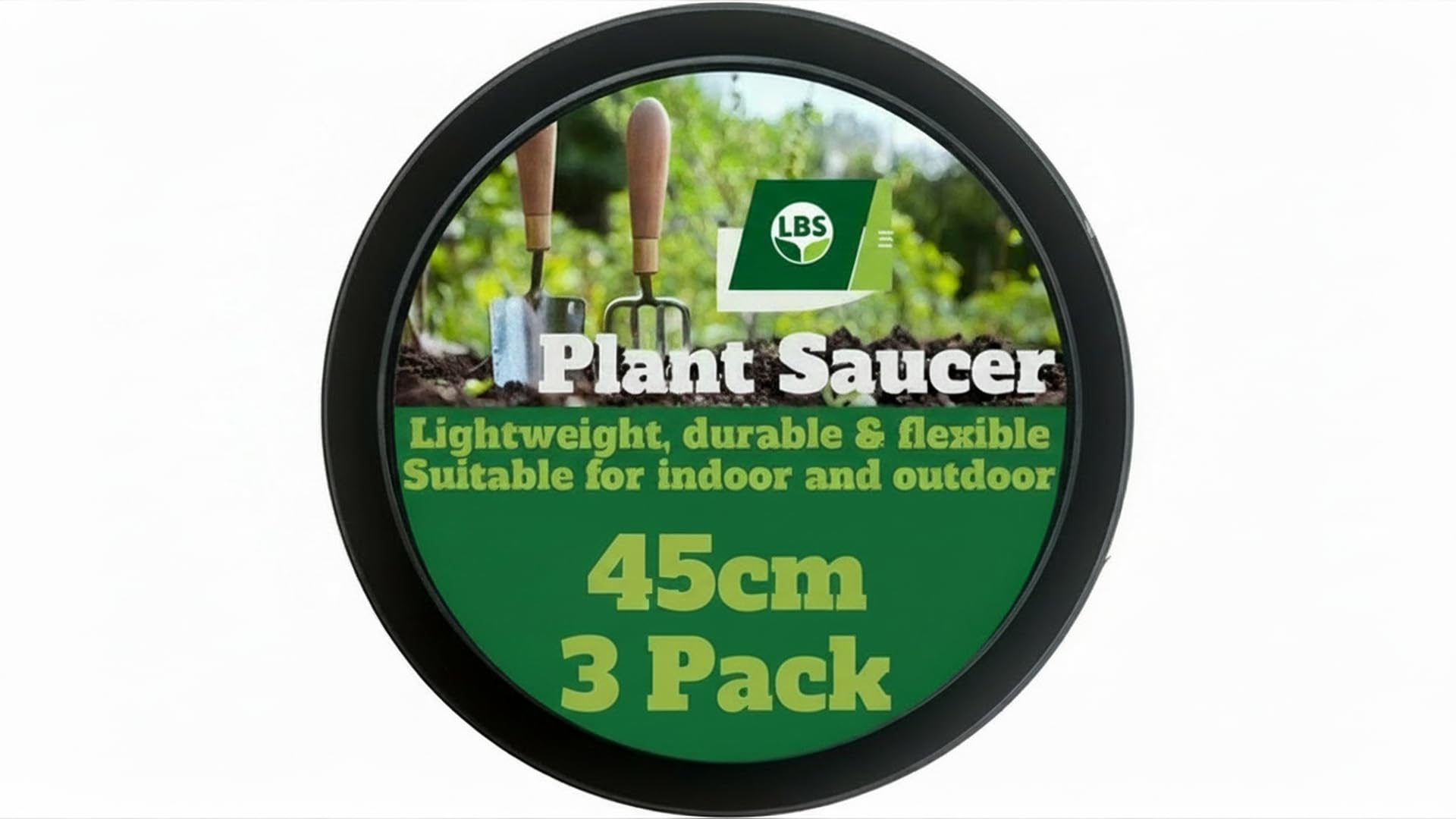 LBS Horticulture Pack of 3 – 45cm Extra Large Plant Pot Saucers Black Heavy Duty | Greenhouse & Large Container Drip Trays – Deep Dish Frost-Resistant Recycled Plastic for Serious Gardeners