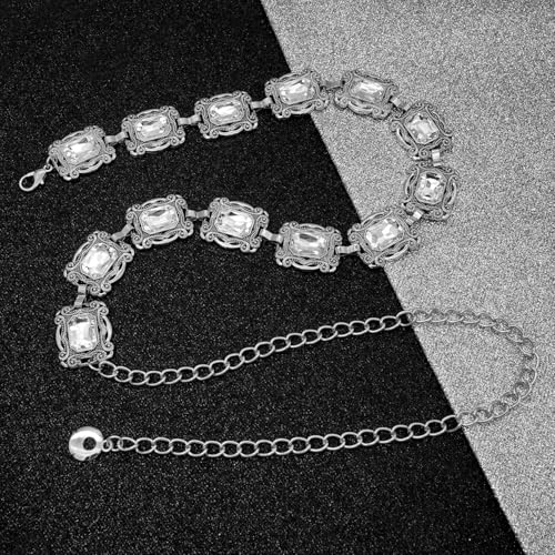 Western Square Waist Chain for Women Metal Chain Link Belt Adjustable Waist Chain Chunky Cowgirl Boho Chain Belts4