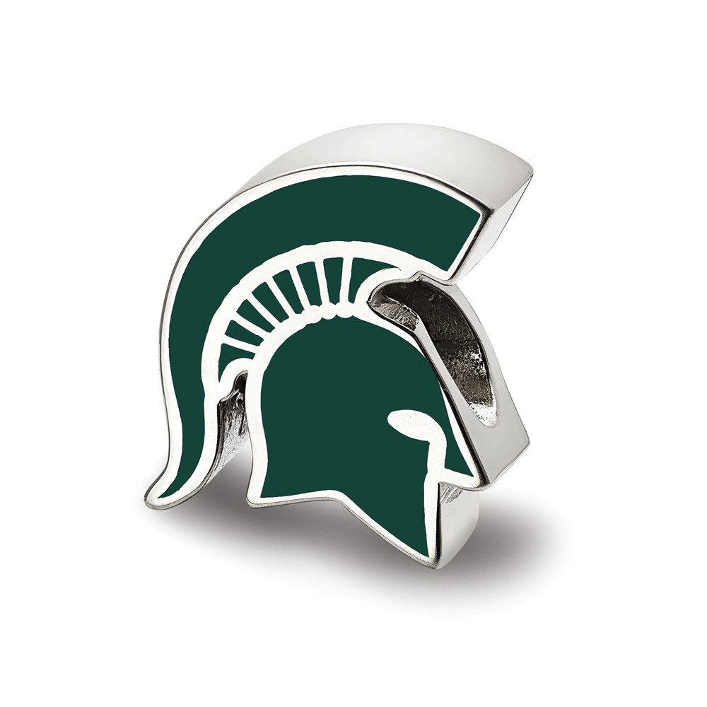 LogoArt Logo Art Sterling Silver Michigan State Spartan Head Enameled Logo Bead