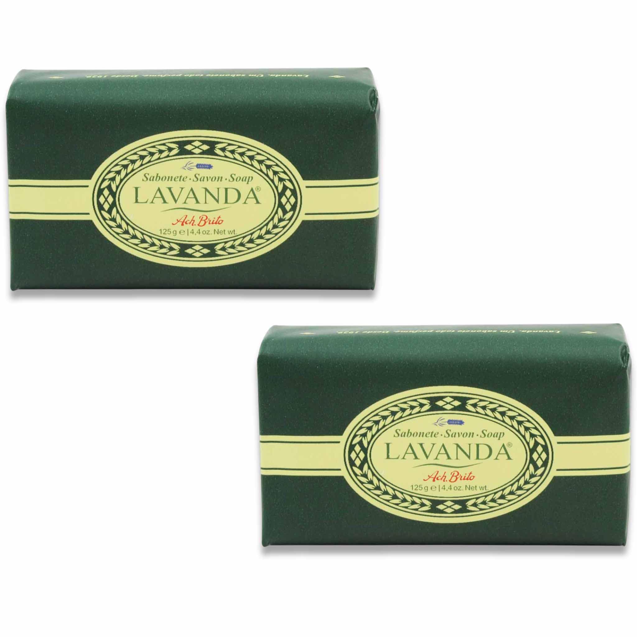 Ach Brito Lavanda Soap, 125 g, Set of 2 – Premium Lavender Scented Bar Soap, Made in Portugal, Gentle Cleansing, Classic Packaging