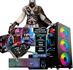 PC Gamer MRPC Completo Intel core i7 3.9GHz 16 GB RAM SSD 480 GB Fonte 500 W Monitor 19″ HDMI Placa de vídeo AMD Radeon RX 580 8GB
