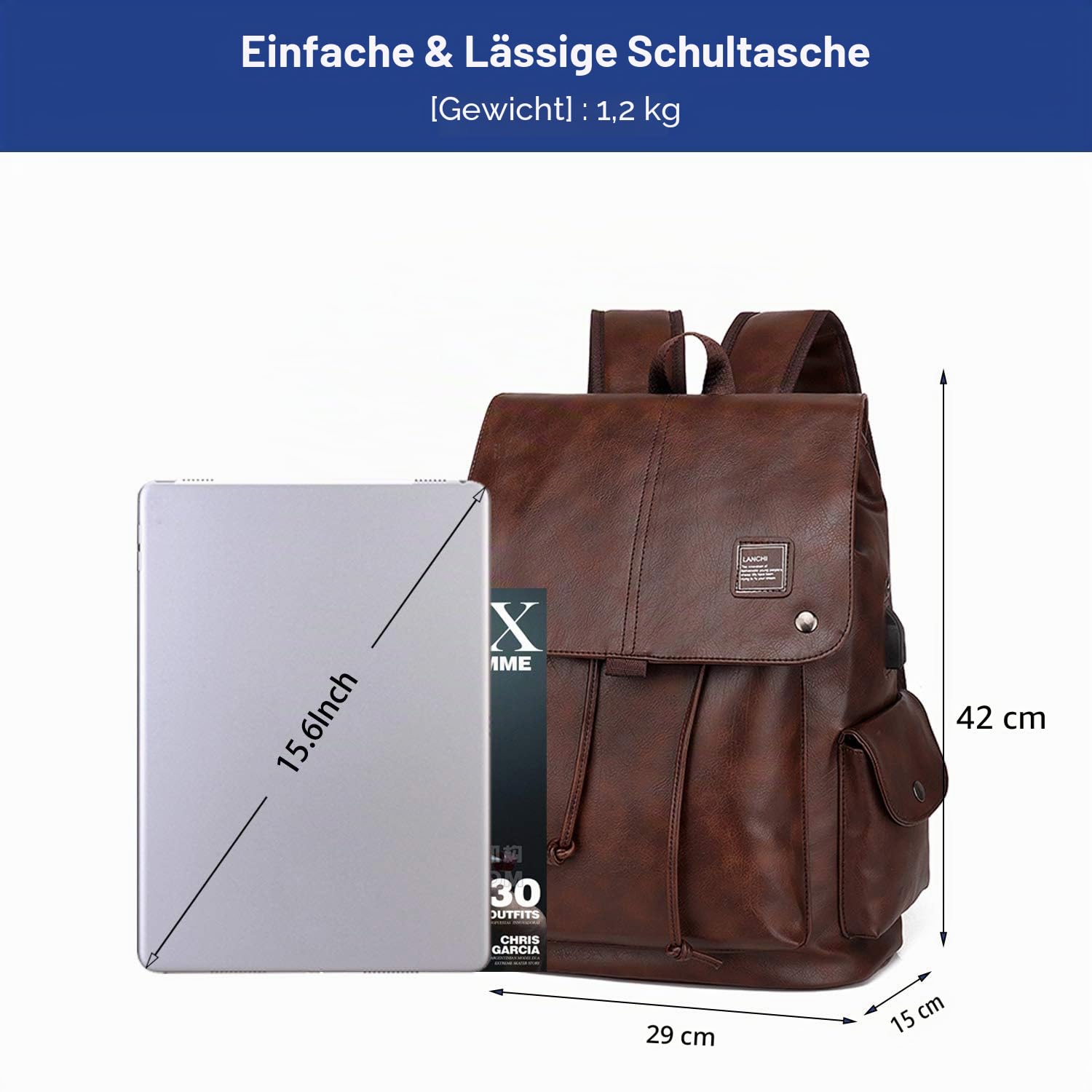 FANDARE Rucksäcke Wasserdicht Daypacks Junge Ranzen Schulranzen mit USB-Ladeanschluss für 15.6 Zoll Laptop Taschen Herren Schulrucksack Schultasche für Arbeit Wandern Reisen Camping Schule Rucksack
