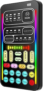 Stronrive Voice Changer for Adults, Multifunctional Handheld Voice Disguiser, Portable Voice Disguiser, Mini Sound Card with 8 Sound Effects Sound Changes, for Mobile Phone, Computer, Table