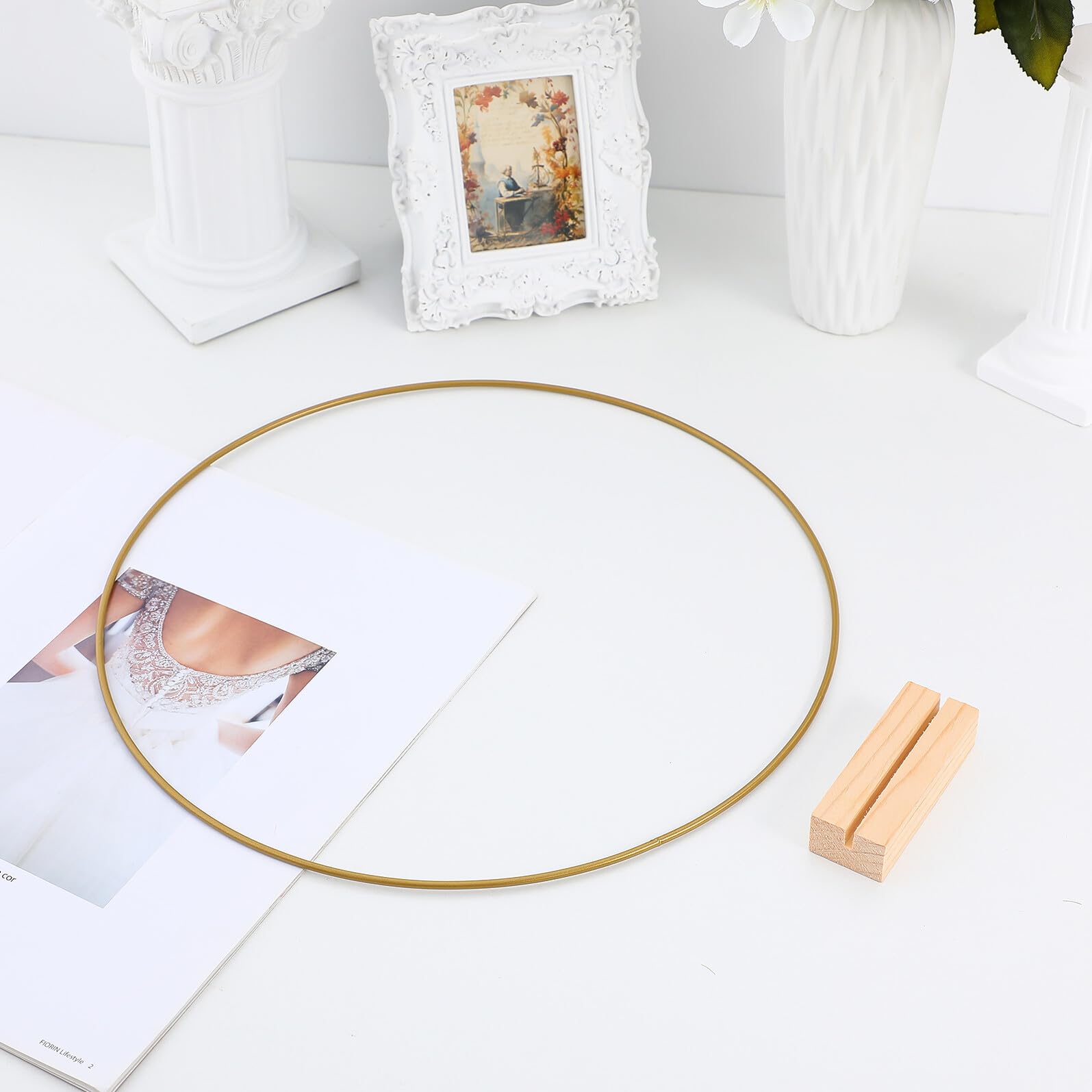 Healifty Aros de Macramé para Manualidades 30 Cm con Base de Madera y Metal, 10 Piezas, Anillos Artesanales para Centro de Mesa, Decoración de Bodas y Eventos