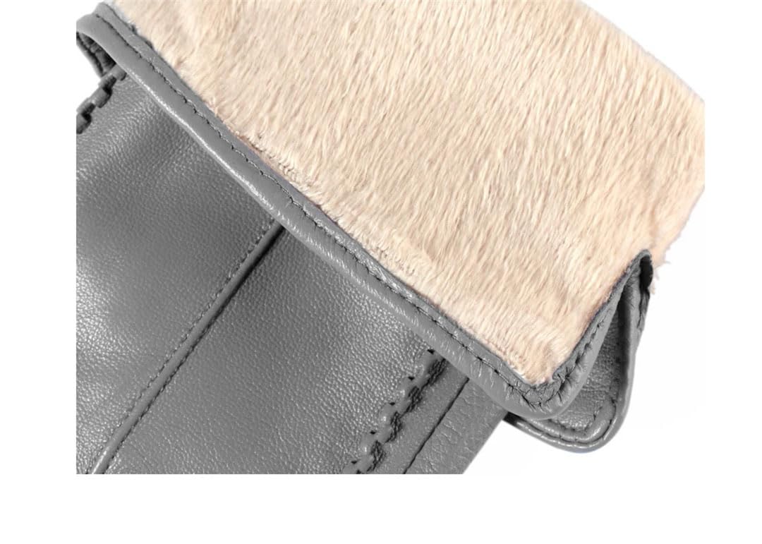 Guantes de cuero de invierno para mujer, color gris claro, 9 guantes de invierno cálidos, guantes simples de piel de oveja, azul oscuro, 8.5, azul oscuro, 8.5
