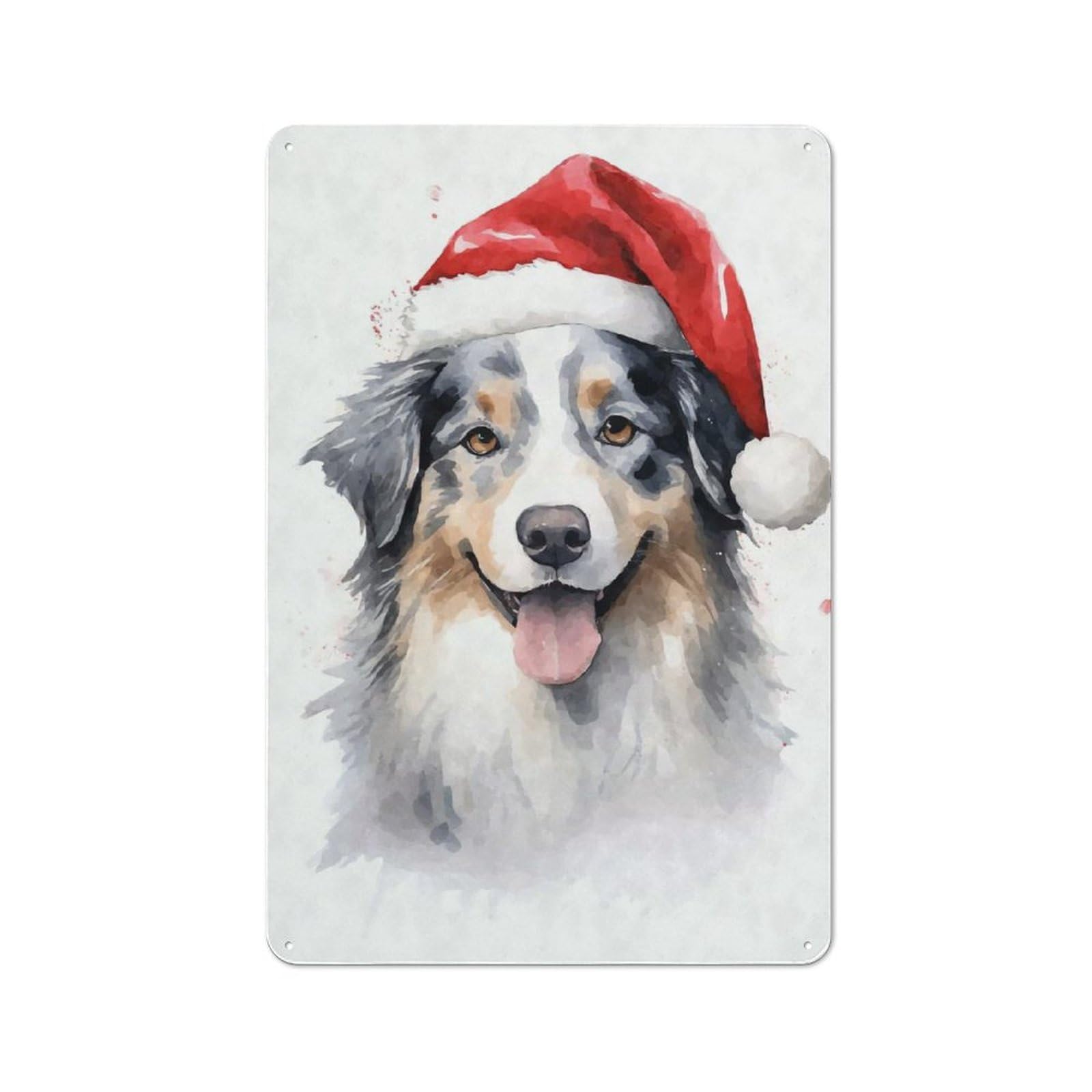 Junmoney Australian Shepherd Xmas Tin Sign 30X20cm For Bar Or Restaurant, Retro Wall Decor, For Restaurant Interior Fans