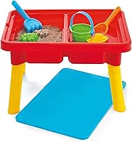 Kidoozie Sand 'n Splash Toddler Sensory Table with Lid - Sand Water Play Bin, Mega Block Compatible, Indoor Outdoor Red