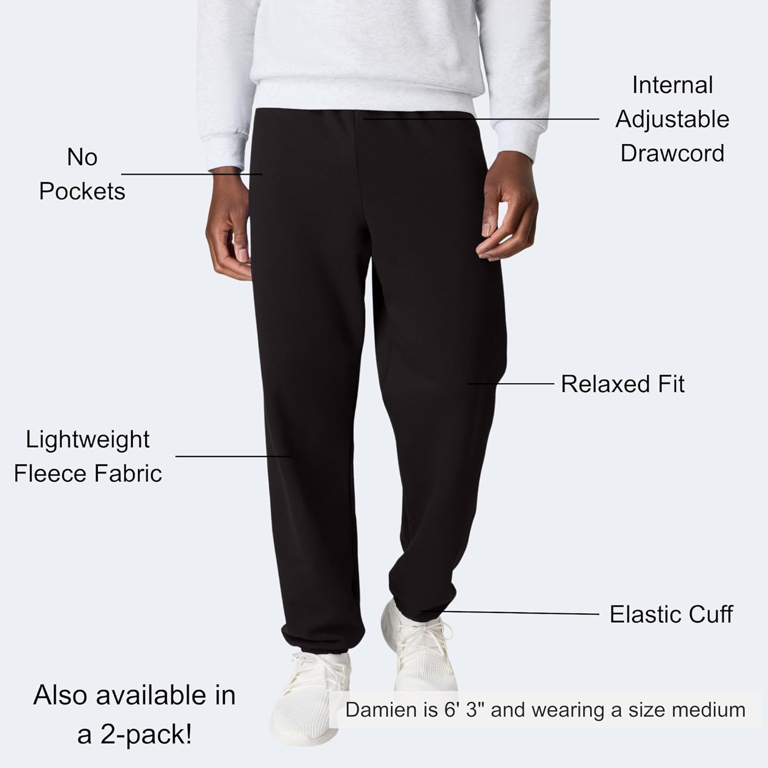 Hanes Men's Ecosmart Best Sweatpants, Athletic Lounge Pants with C"ed Cuffs - Image 5