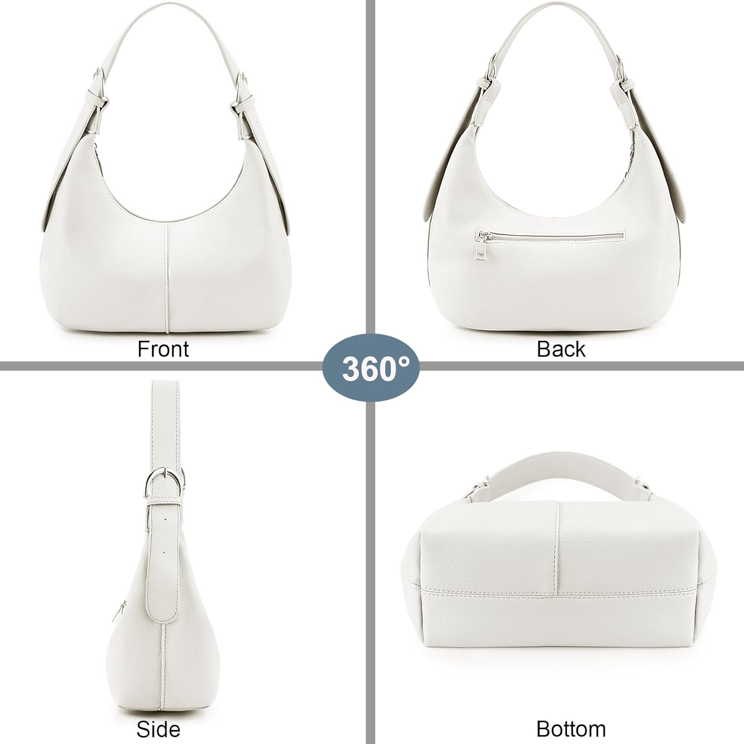 NIUEIMEE ZHOU Hobo Bags for Women Soft Vegan Leather Crescent Shoulder Handbag Slouchy Tote Crossbody Purses - Image 5