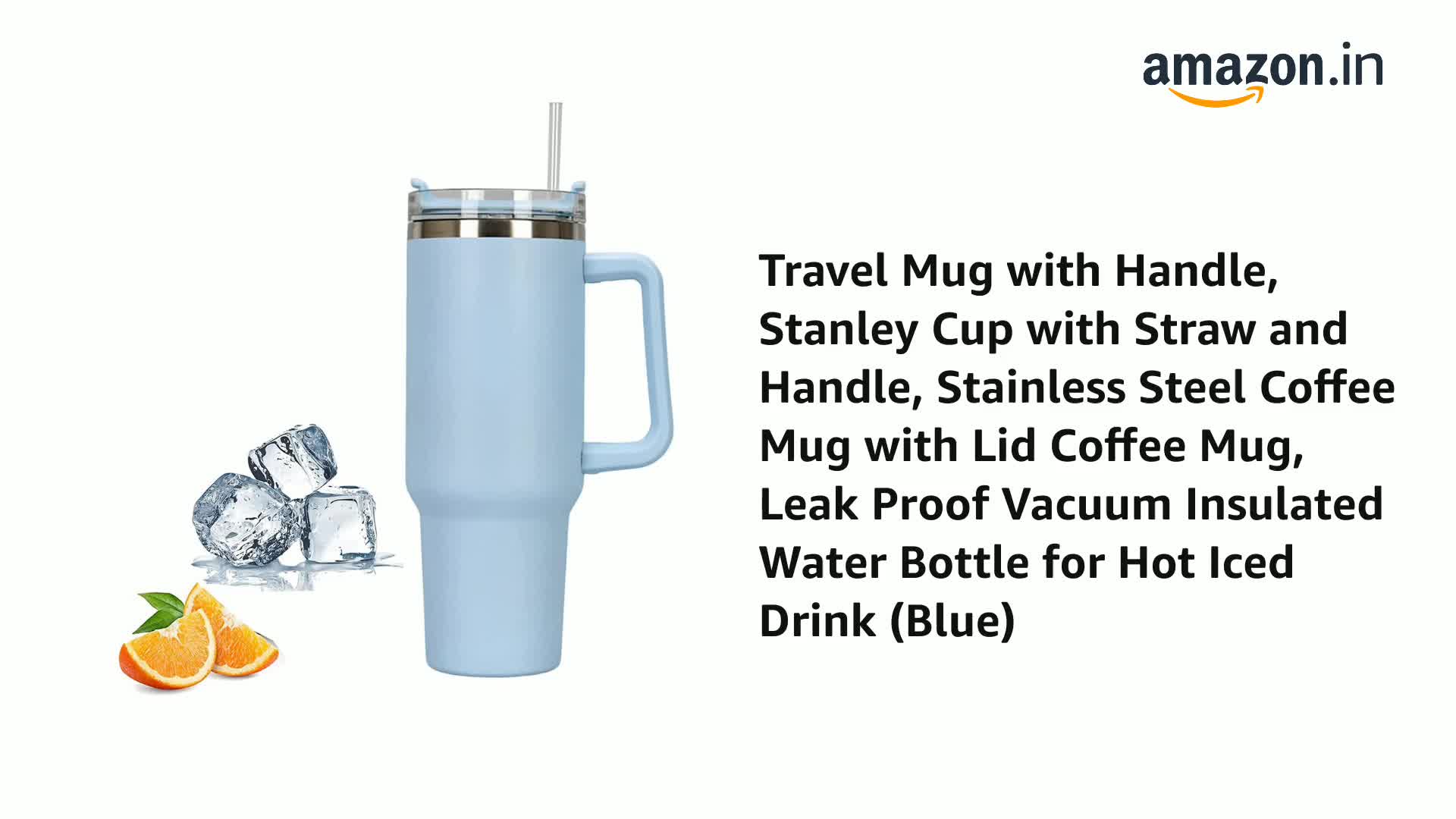 Juliyeh Travel Ug With Handle, Cup With Straw And Handle, Stainless