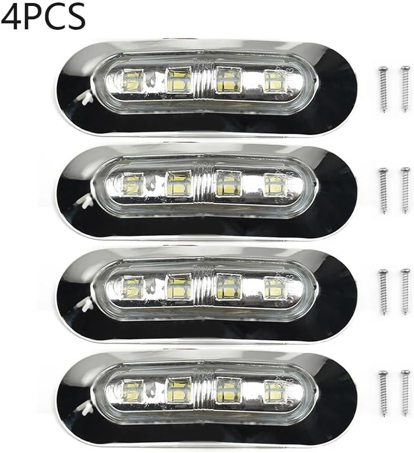 4pcs DC 12V-24V Marine Boat Courtesy Lights Cabin Deck Walkway Stair Light White Super Bright Waterproof Interior Lights
