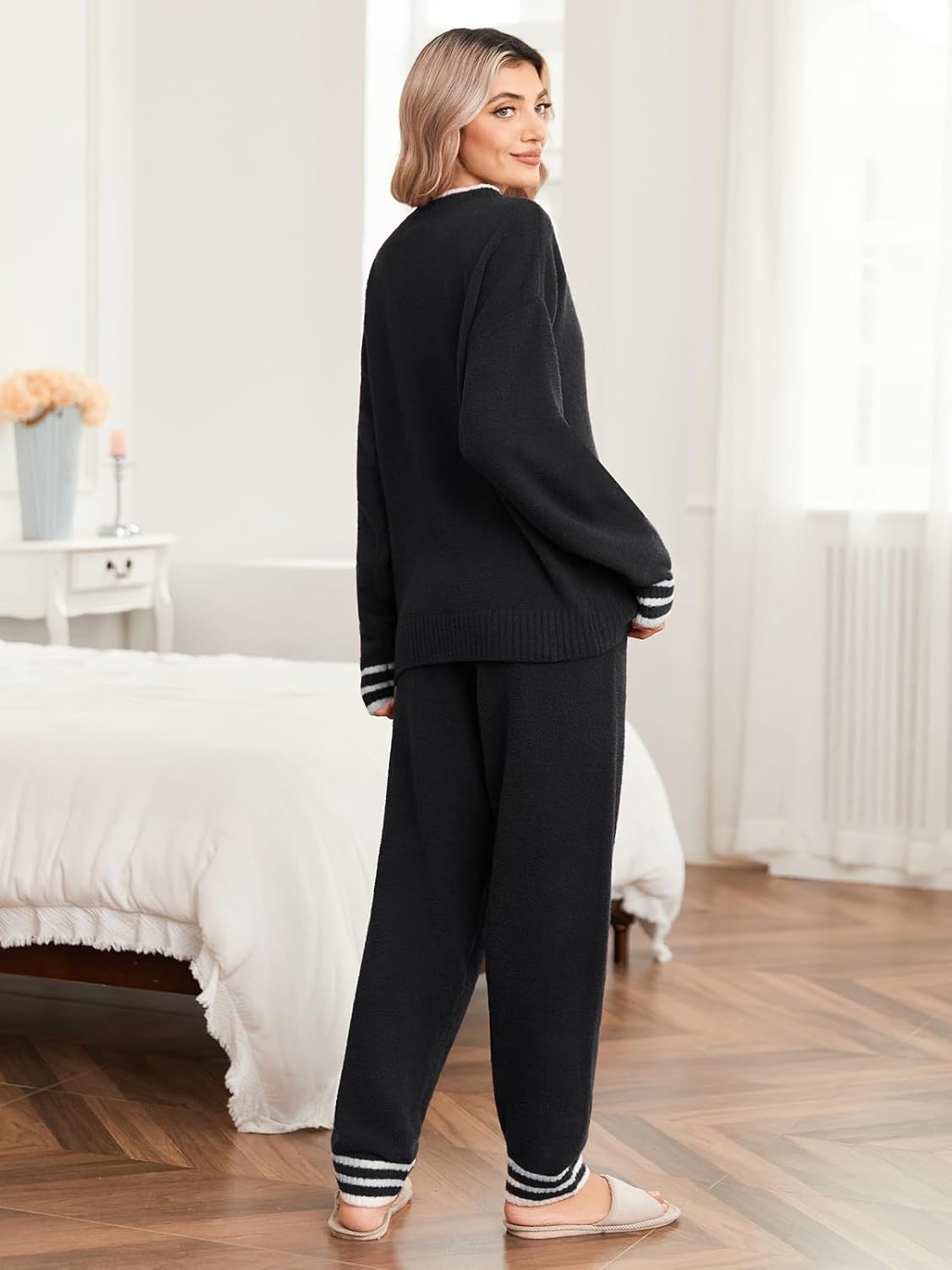 Snuggle Sac Ultrasoft Women's Pajama Set, Cozy Warm Fleece Loungewear Long Sleeve 2-Piece PJs for Winter - Image 3