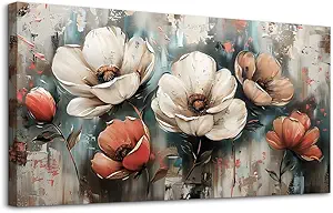FUHAIHUA Canvas Wall Decor For Bedroom Large Wall Art For Living Room Office Decorations Boho Wall Pictures Flowers Landscape Paintings Artwork Aesthetic Posters Ready To Hang Home Decor 24x48 In