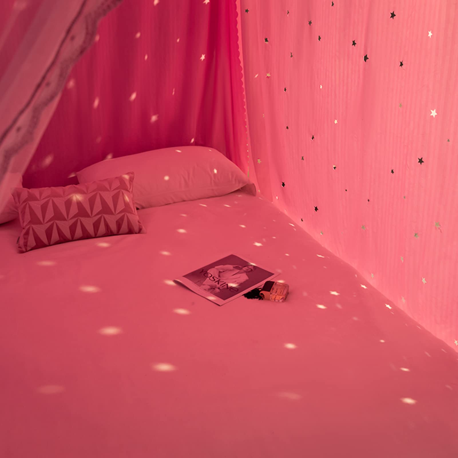 Simpatica Tenda a baldacchino per Letto a baldacchino con Stelle Cave a 4 Angoli con Cielo Stellato Simile per Adulti, Ragazze, Ragazzi, baldacchini per Bambini, Decorazione per Camera da Le