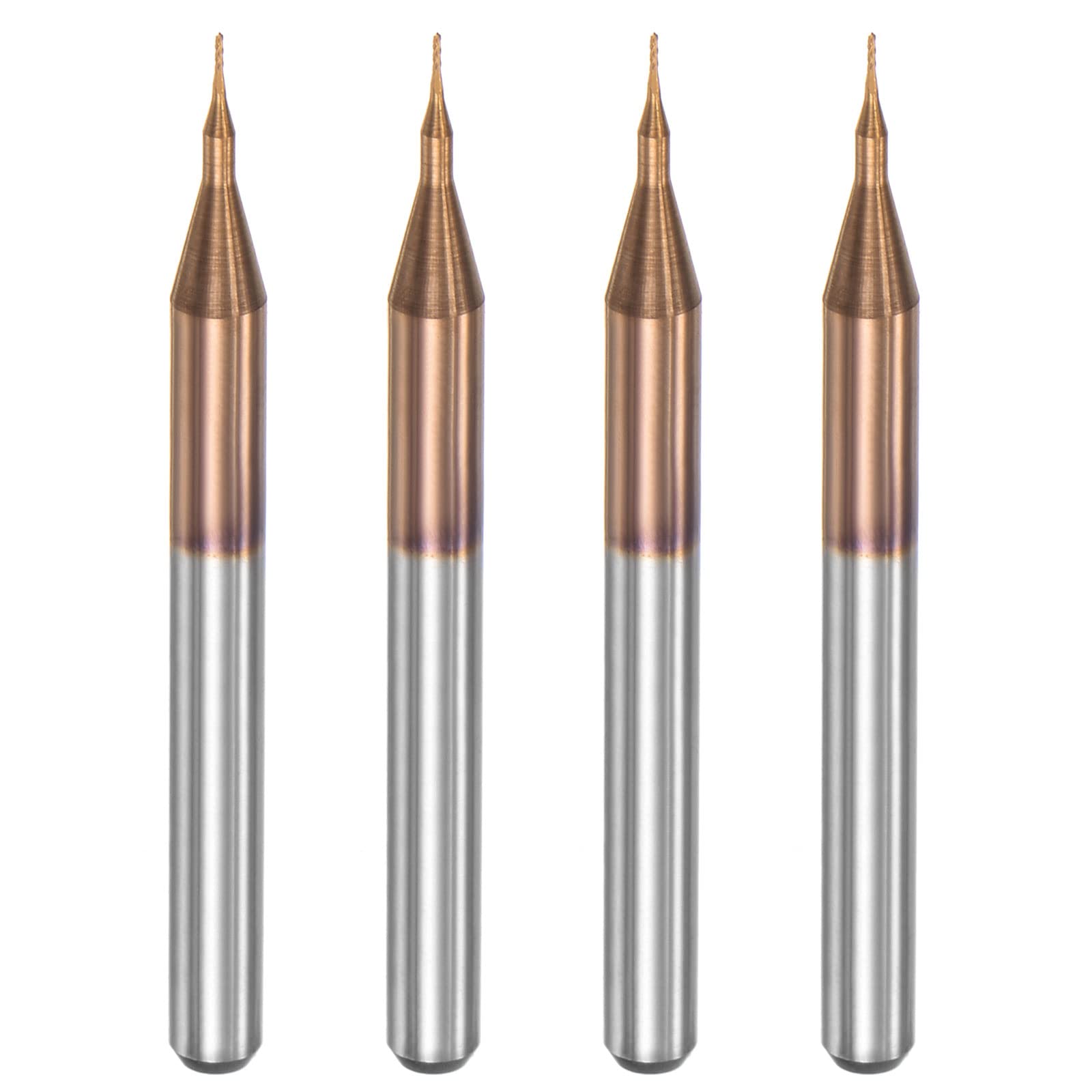 sourcing map 4pcs Terminal Fraise CNC Routeur Embouts Titane Revêtu Tungstène Carbure Gravure Fraisage Fraise pour PCB Plastique Bois 0,3 mm x 1,5 mm