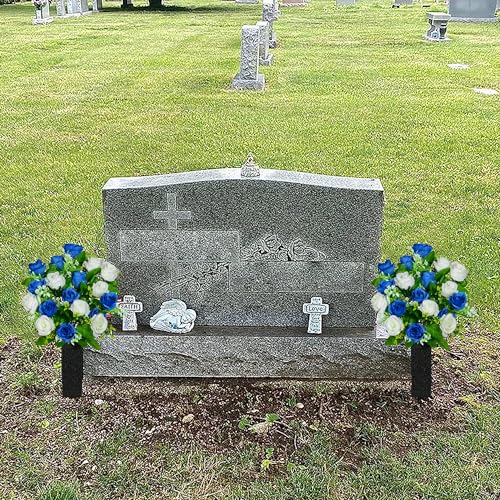 SIFOEL Artificial Cemetery Flowers with Vase - Image 4