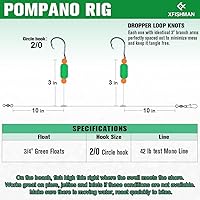 Vista 4 de Aparejos Pompano para Pesca de Surf en Agua Salada con Gancho de Doble Círculo y Espacio Amplio - Juego de 6 Accesorios de Pesca de Surf
