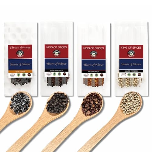 カンポットペッパー 【黒胡椒 赤胡椒 白胡椒 塩漬け生胡椒 各10g 】4種類 お試し用 食べ比べ こしょう