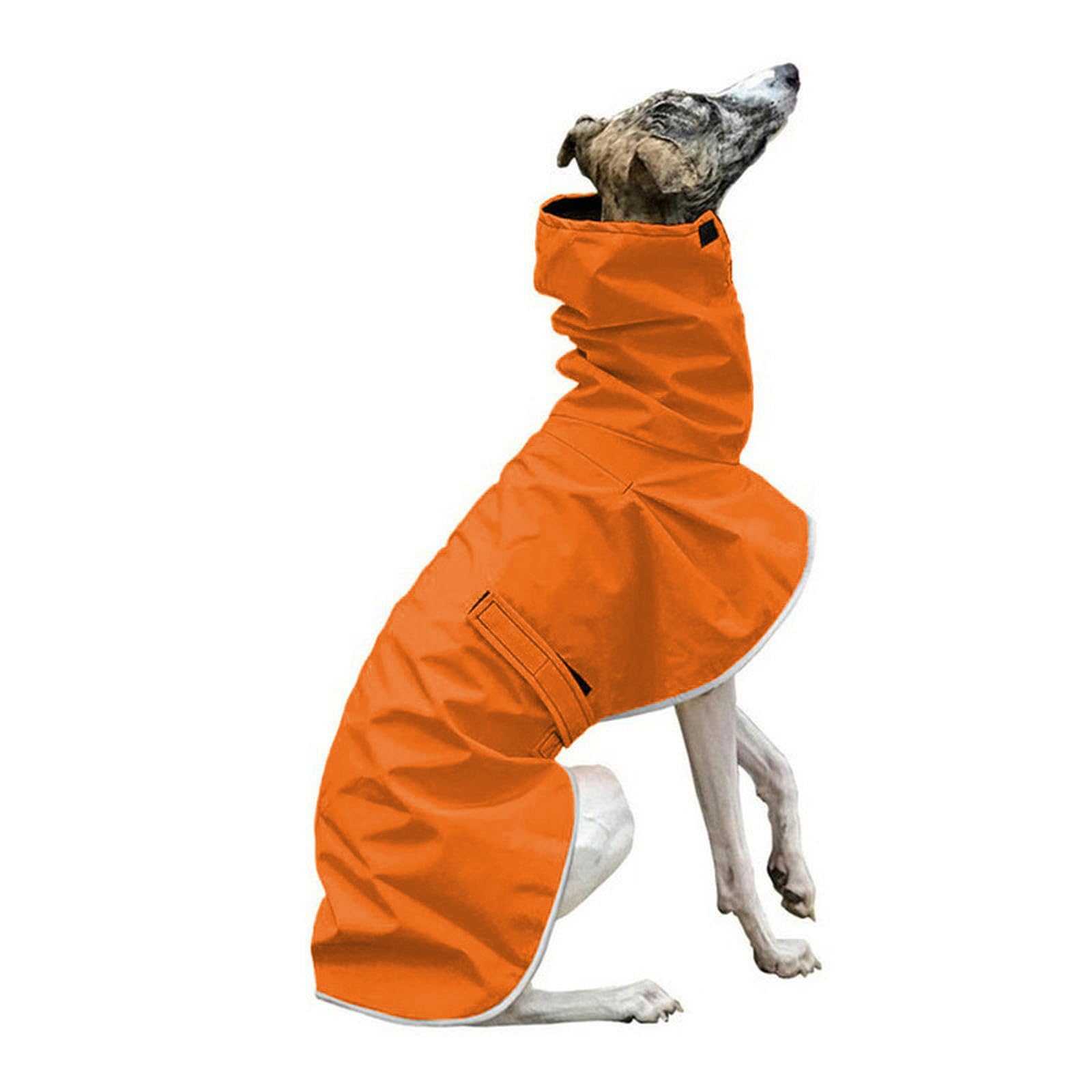 HQREA Italian Greyhound Winter Jacket Waterproof Turtleneck Full Body Whippet Clothes Adjustable Cold Weather Dog Coat with Warm Fleece Lining Pet Apparel for Medium Large Dogs(Orange,4XL)