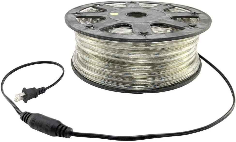 Cool White LED Rope Light, 148 Foot Length – 120 Volt Rope Lighting Solution, 19.5” Cutting Intervals, 100,000 Hour Lifespan