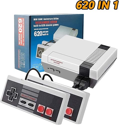 Zeion Consola de juegos retro clásica mini consolas de videojuegos con 620 juegos para juegos NES con mango de juego con 2 controladores salida AV