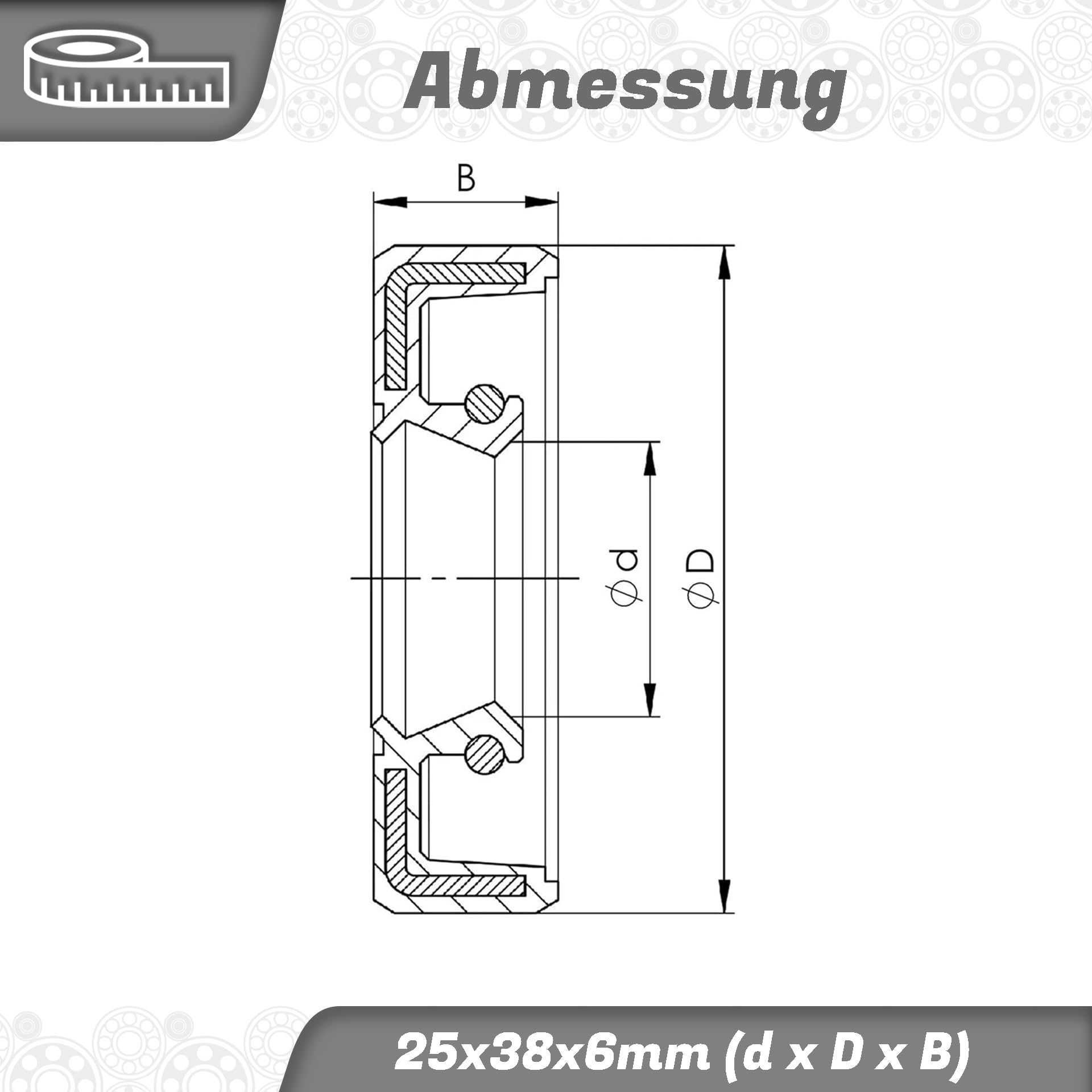 Produktbild von Radial-Wellendichtring 38x60x10 Mm – NBR 70, DIN 3760, Für Wellenabdichtung, Temperaturbeständig -30 Bis +100 °C