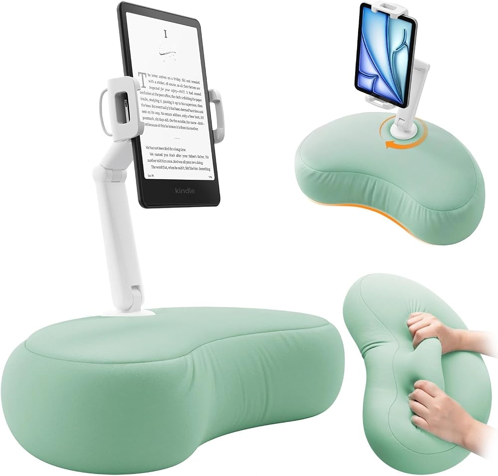 SAIJI Kindle Pillow Stand for Bed – iPad & Tablet Holder (Cyan)