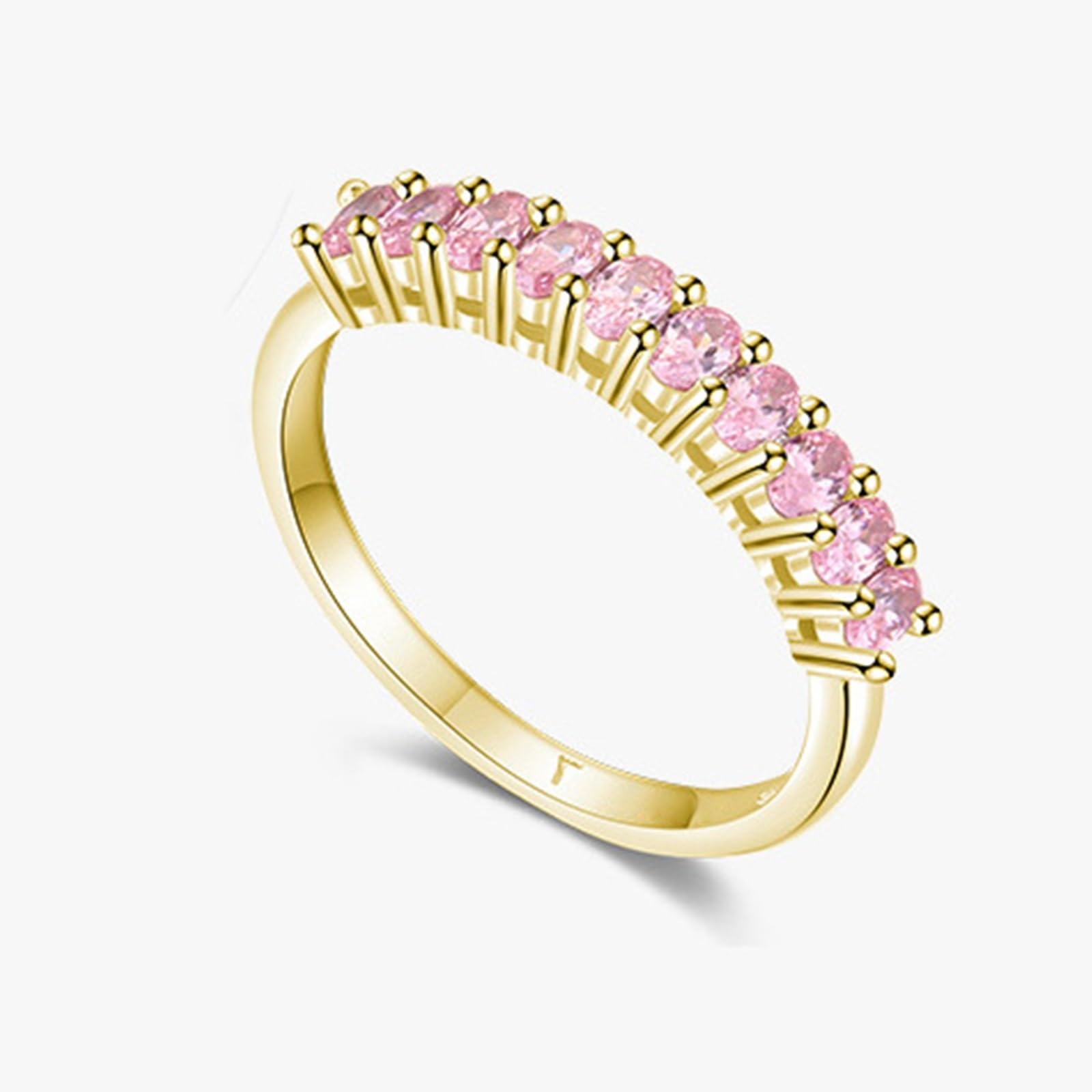 Anillo de oro amarillo para mujer, alianzas de compromiso de 9 K/14 K, oro auténtico con morganita creada, elegantes anillos de boda para mujeres