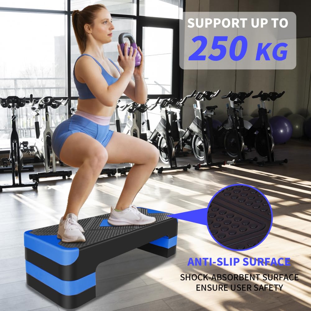 Stepper do aerobiku, regulowana platforma fitness, z regulacją wysokości, do treningu cardio, treningu domowego, ćwiczeń równowagi i aerobiku