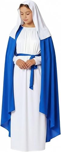 Miniatura 4 de Morph Disfraz de Virgen María para niños, disfraz de María para niñas, disfraces de pesebre para niños, disfraces de Navidad para niñas