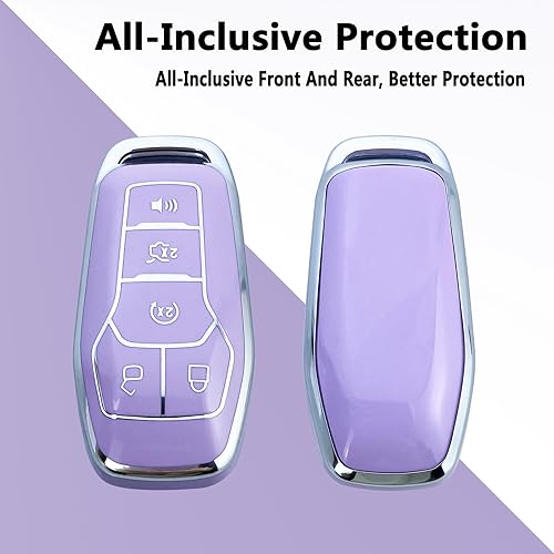 Miniatura 10 de ShuDay Funda para llavero compatible con Ford F150 F250 F350 Fusion Edge Explorer Mustang Lincoln MKZ MKC accesorios, material TPU suave protección