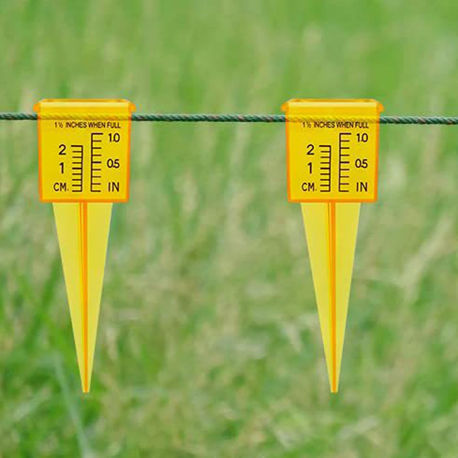 4 Pcs Rain Gauge Outdoor 1.5" Sprinkler Gauge Yellow Sprinkler Measuring Cups with Wide Mouth