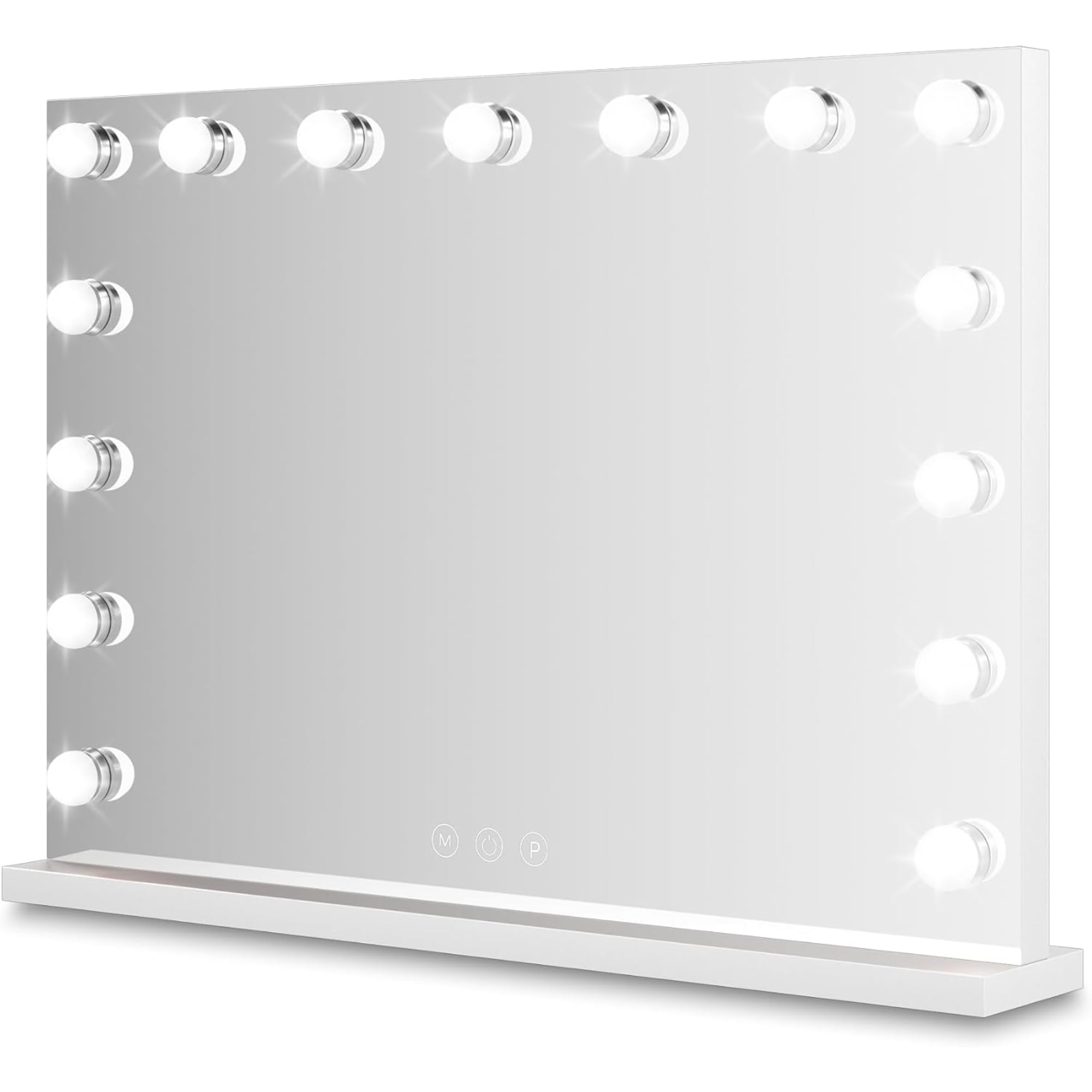 Bayt Miroir Hollywood Lumineux Grande Taille | 58x46 CM Miroir Coiffeuse Éclairage LED 3 Couleurs avec Commande Tactile Dimmable | Grand Miroir Maquillage pour Chambre, Blanc