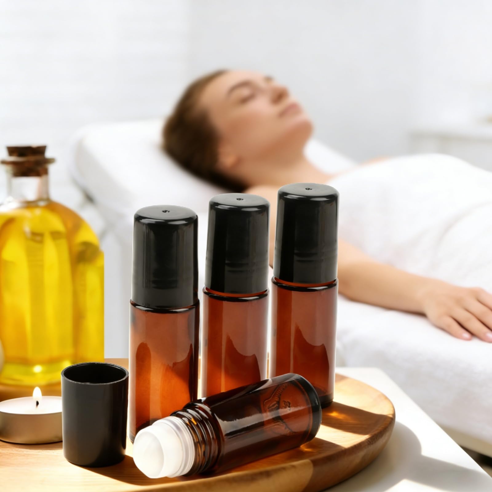 Butelki na olejki eteryczne z kulką 2 sztuki 50 ml brązowe