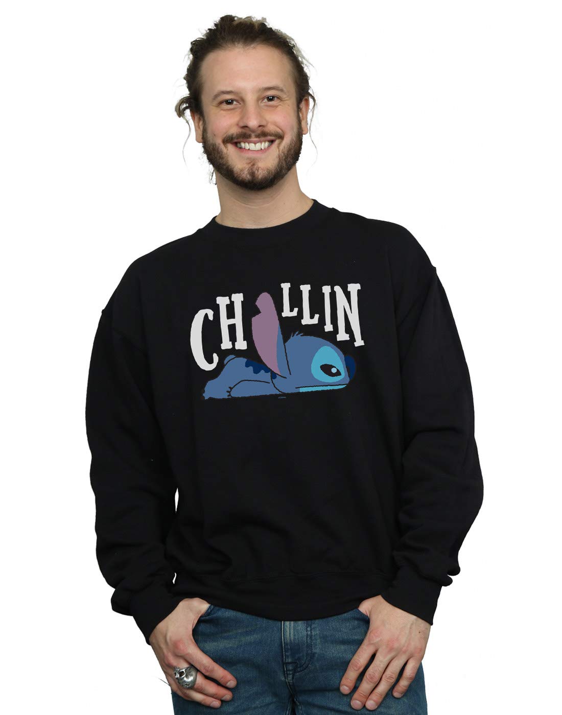Absolute Cult Men's Black Disney Lilo And Stitch Chillin Sweatshirt 5XL