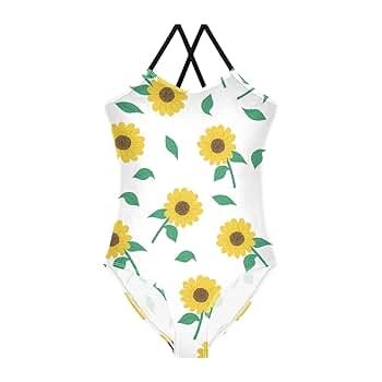 ★LOOPLOOP★ Granny Sunflower Yellow One Piece Swimsuit 5009 ☆LOOPLOOP☆ Granny Sunflower Yellow One Piece Swimsuit 5009