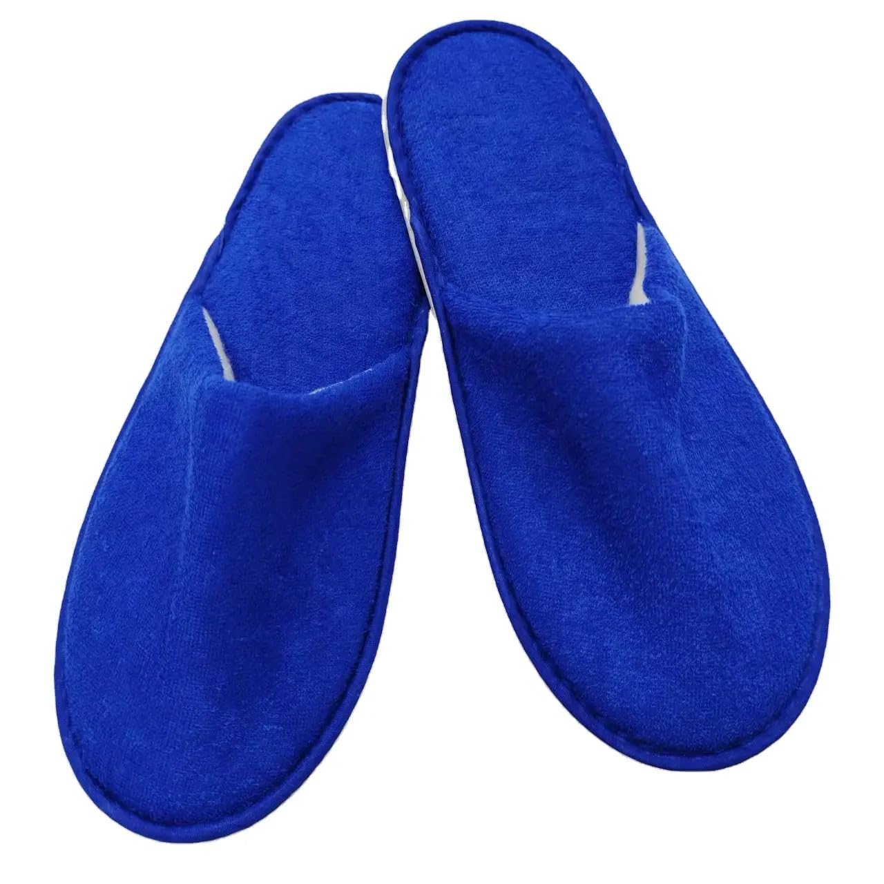 Sassyvilla Reusable Jute Slippers Non Slip Closed-Toe Style Soft Washable Unisex Disposable Slippers Footwear For Home Guest Hotel Travelling House Spa Salon-Blue(5 pairs)-image-20