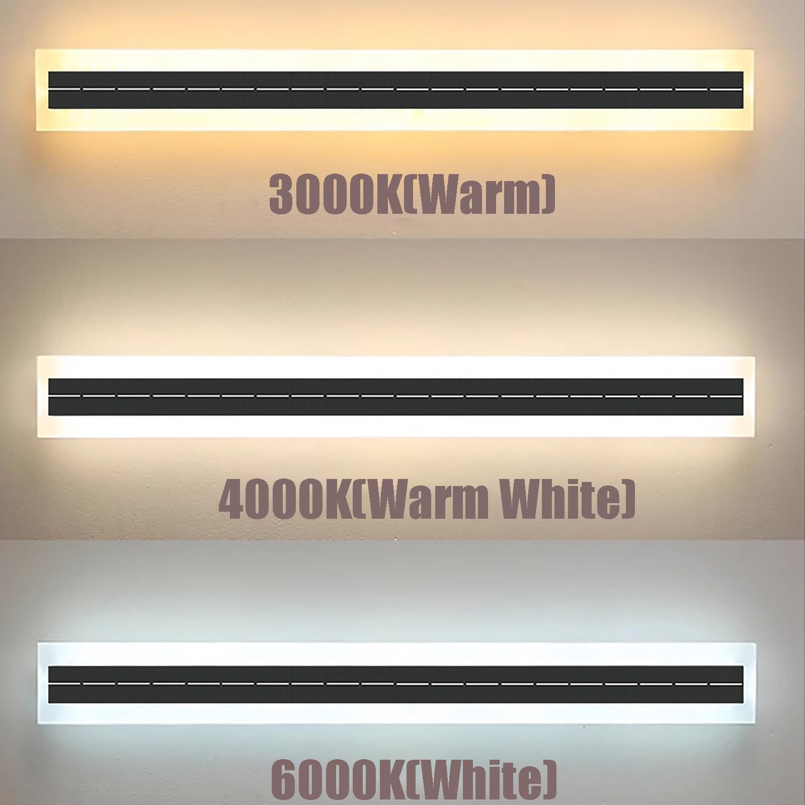 Außen LED Wandleuchte Solarleuchten IP65 Schwarze Lange Wasserdichte mit Batterie Solar Aussen Modern Wandlampe Up Down Wireless Wandbeleuchtung Batterie für Garten Wand (Natürliches Licht,60CM)