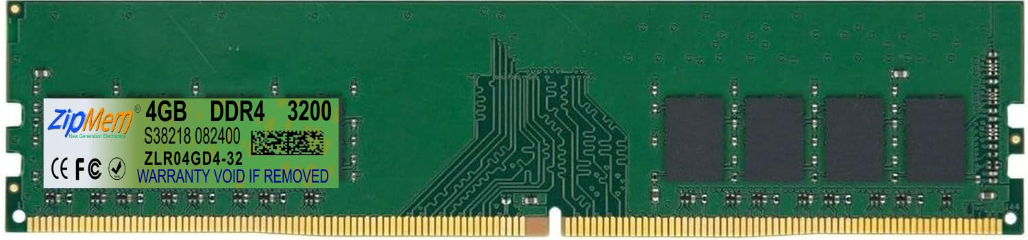 Zipmem 4GB DDR4 RAM | 3200MHz RAM | Desktop RAM |CL-22 | U-DIMM | Long-DIMM | PC4-25600 |1Rx8 Single Rank | 3 Year Warranty | Made in India (B0DBDQCDBC) Amazon Price History, Amazon Price Tracker
