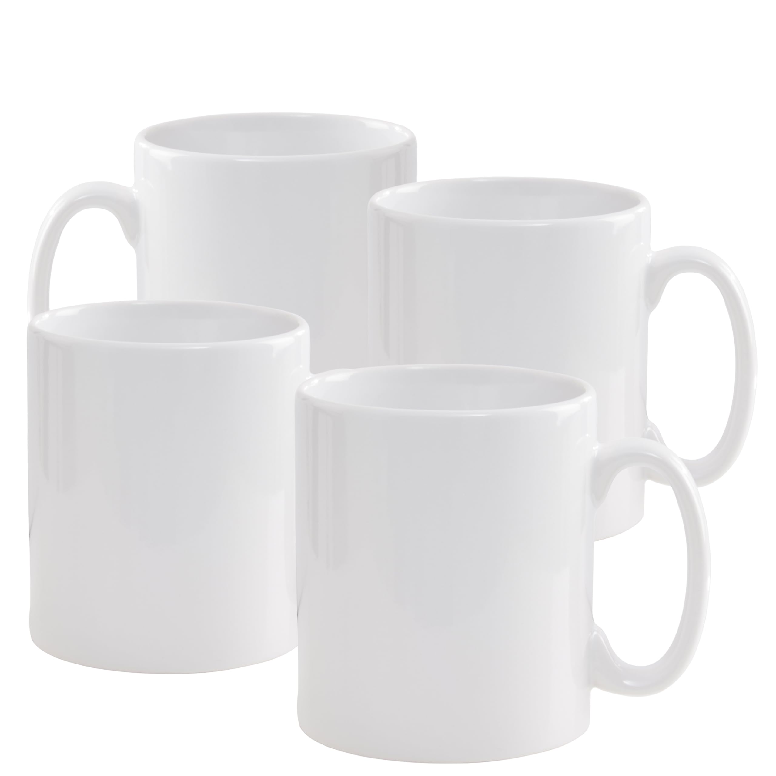 Premier Housewares Elmira - Juego de 4 tazas blancas de cerámica para café y té, 340 ml, aptas para microondas y lavavajillas, tazas clásicas de gres para uso diario