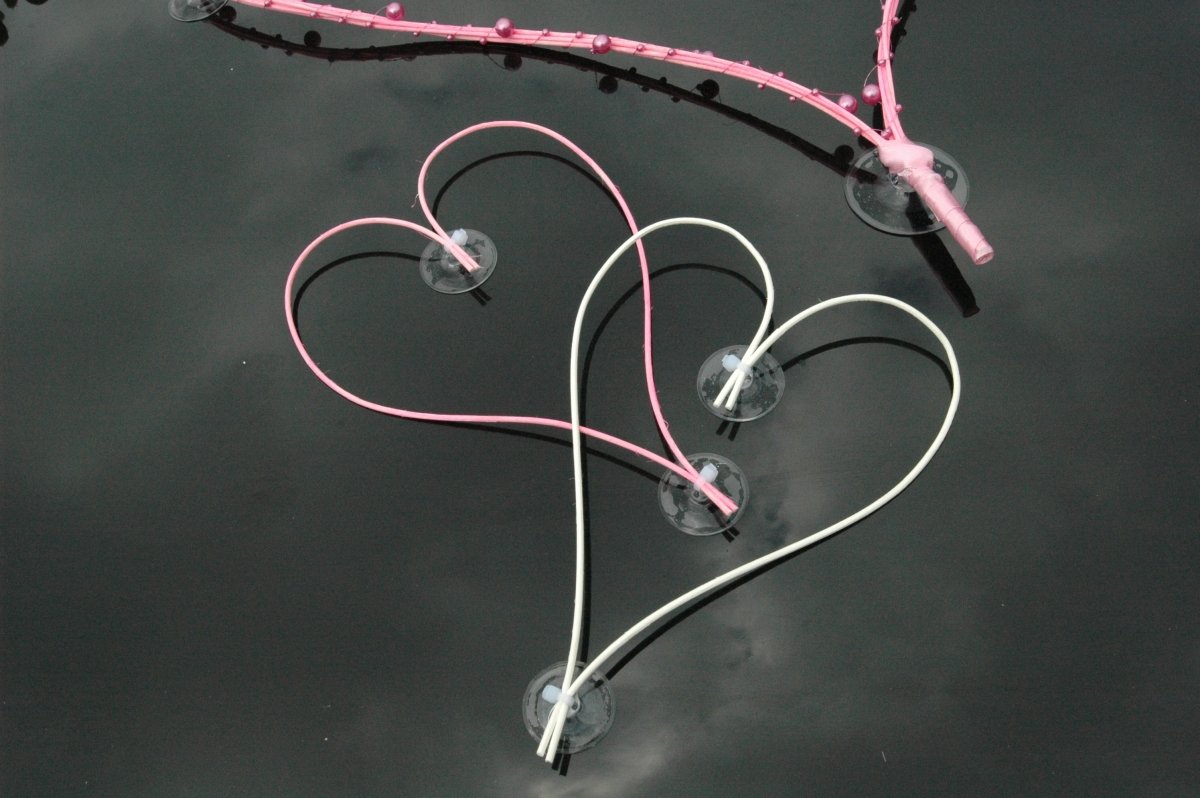 Top Hearts Car Jewellery Bridal Couple Rose Decoration Car Decoration Wedding Car Wedding Decoration Car (Maxi Pink/White) - Image 2