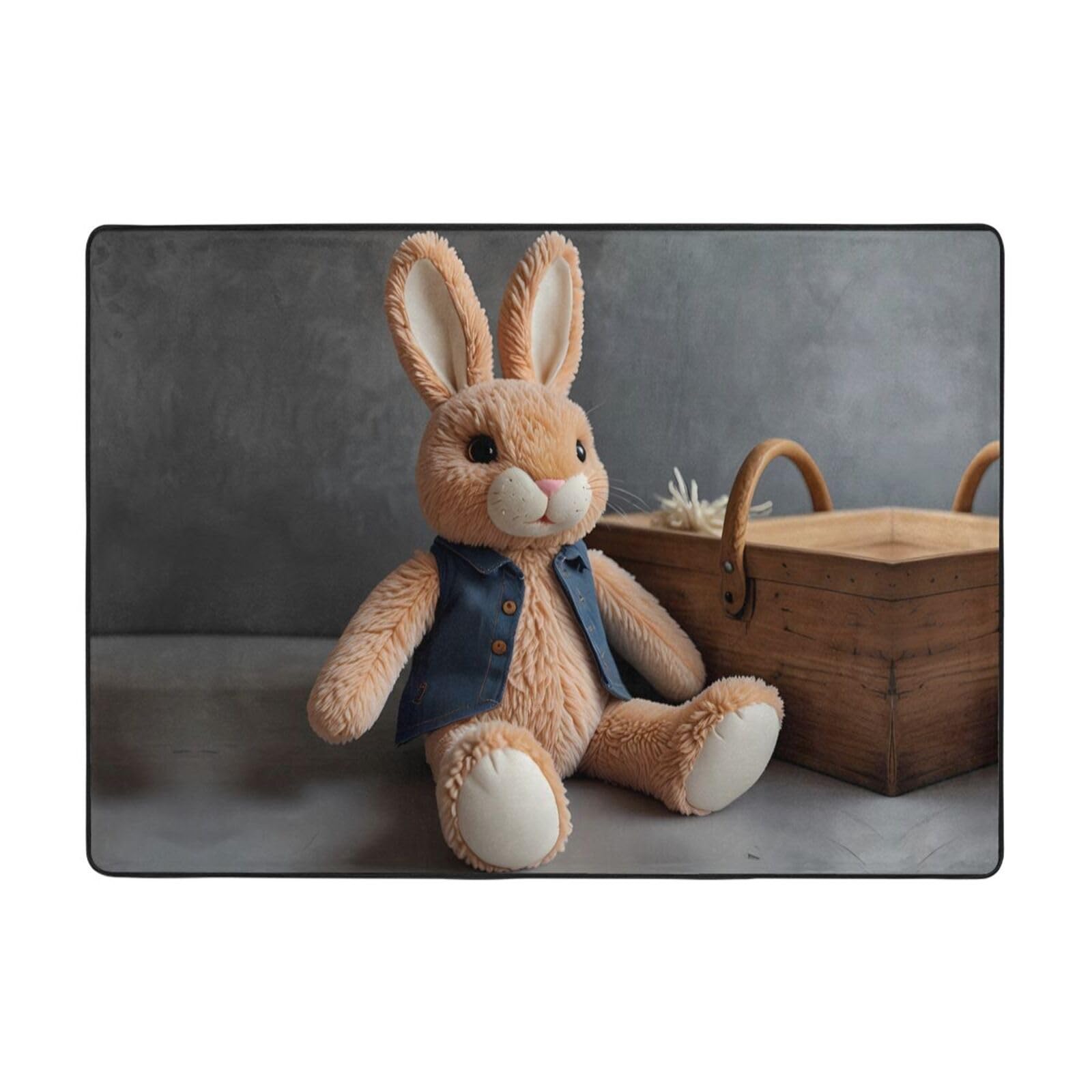 Peluche coniglietto bambola pinting tappeto 203,2 x 147,3 cm, morbido e soffice pelo corto, adatto per soggiorno, ufficio, comodino, balcone