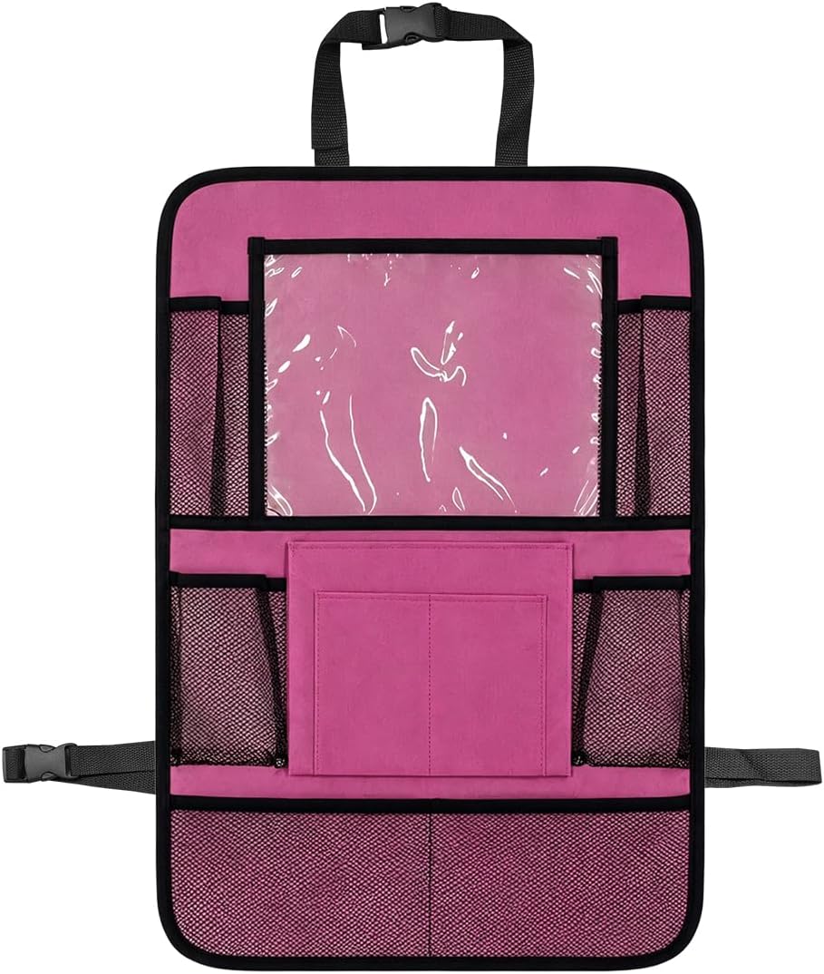 Car Seat Back Organizer with Multiple Storage Pockets, Rose Red