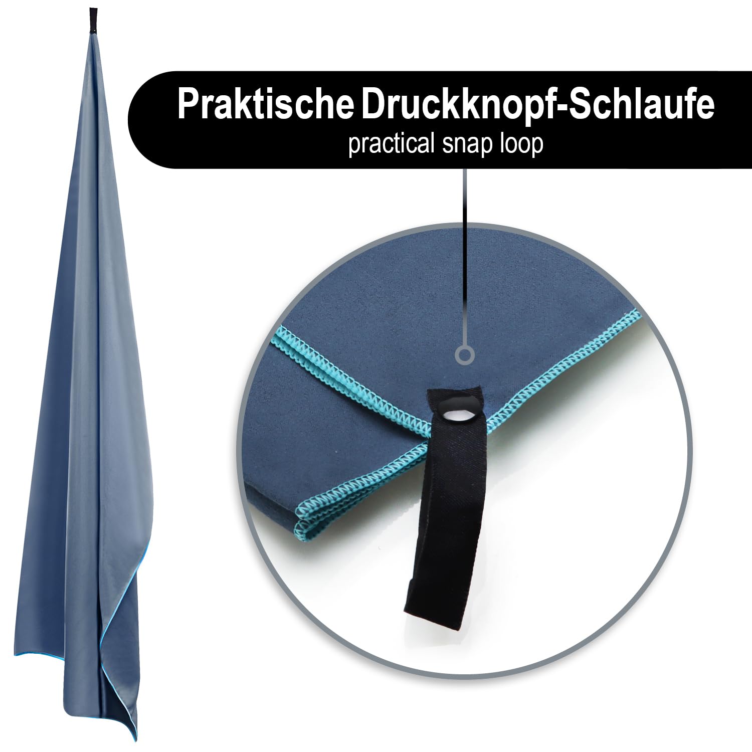 Asciugamano in Microfibra 160x80 cm – Leggero e ad Asciugatura Rapida – Ideale per Sport, Sauna, Spiaggia e Viaggio – con Passante e Borsa – Compatto e Assorbente